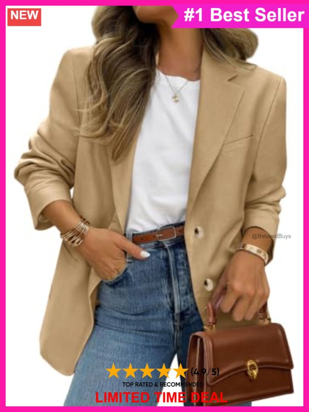 Open Front Notch Lapel Blazer Fitted Business Casual Suit Jacket